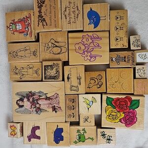Rubber Stamps Mixed Themed Pre-Owned Lot of 28